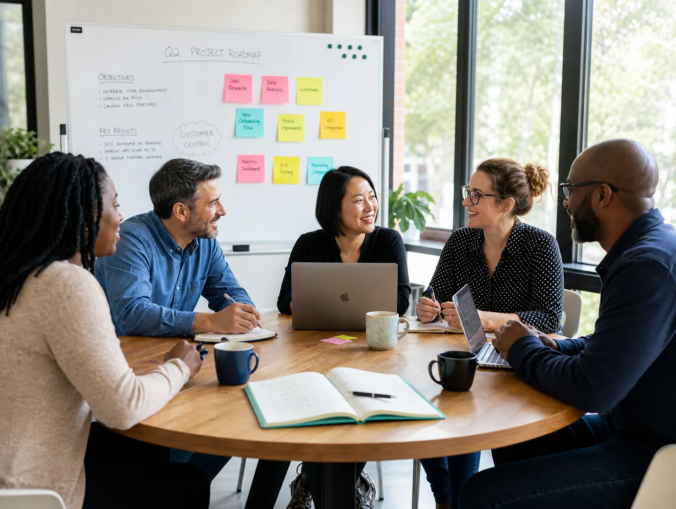 ONBOARDING TEAM collaborating on a new hire integration strategy