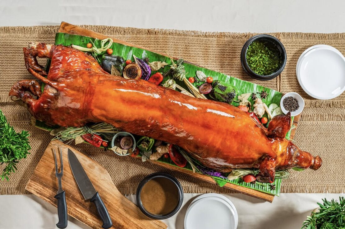 Crispy and juicy traditional Cebu lechon roasted to perfection