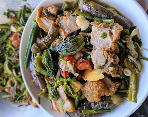 Traditional savory Ilocano pinakbet vegetable stew